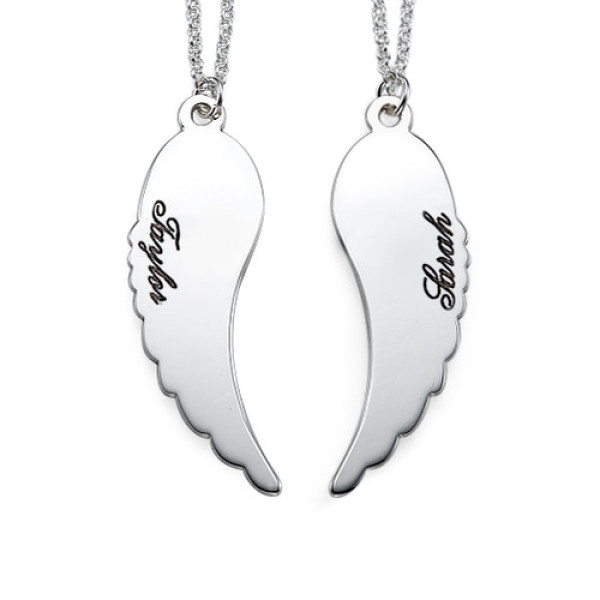 Set of Two Sterling Silver Angel Wings Necklace - Handcrafted & Custom-Made