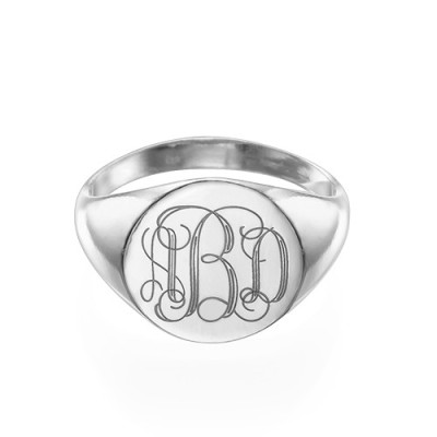 Signet Ring in Sterling Silver with Engraved Monogram - Handcrafted & Custom-Made