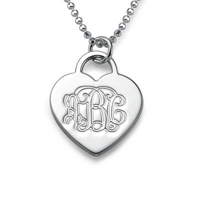 Silver Engraved Monogram Initials Heart Pendant - Handcrafted & Custom-Made