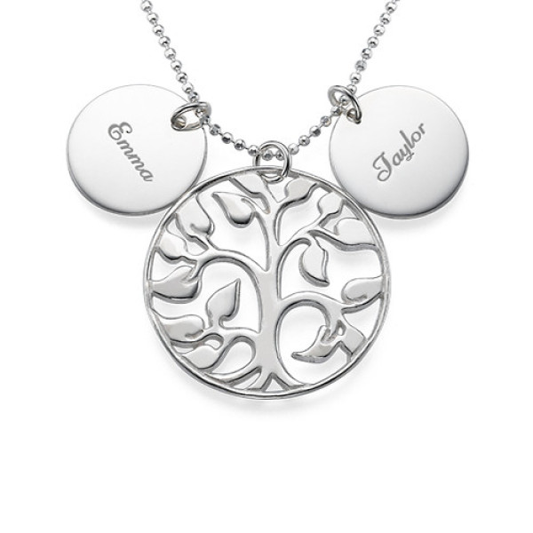 Engraved Disc Cut Out Family Tree Necklace - Handcrafted & Custom-Made