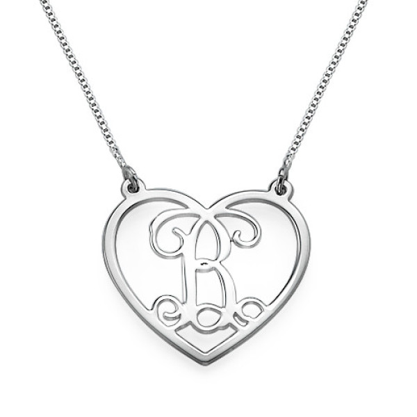 Silver Heart Initials Necklace - Handcrafted & Custom-Made