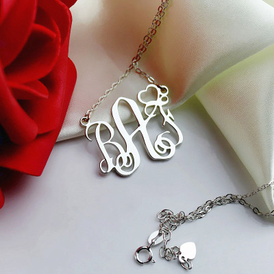 Personalised Initial Monogram Necklace With Heart Srerling Silver - Handcrafted & Custom-Made