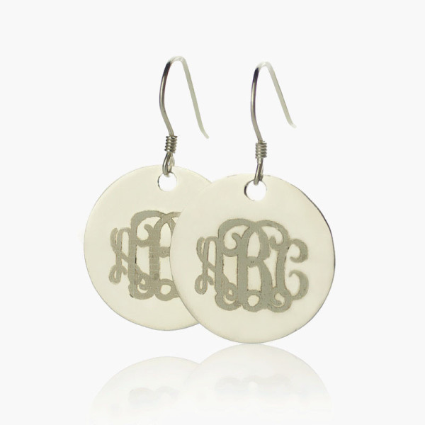 Disc Signet Monogrammed Earrings Sterling Silver - Handcrafted & Custom-Made