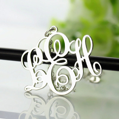 Personalised Vine Font Initial Monogram Necklace Sterling Silver - Handcrafted & Custom-Made