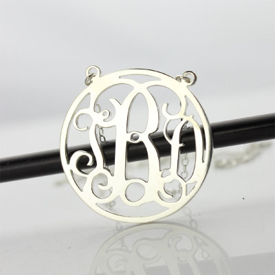 Sterling Silver Circle Monogram Necklace - Handcrafted & Custom-Made