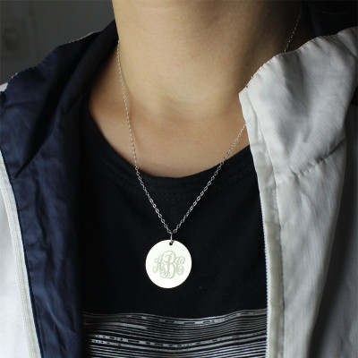 Engraved Disc Monogram Necklace Sterling Silver - Handcrafted & Custom-Made