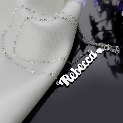 Personalised Sterling Silver Puff Font Namplate Necklace - Handcrafted & Custom-Made