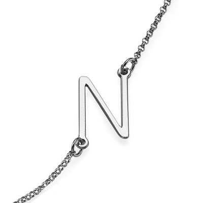 Silver Side Initial Necklace - Handcrafted & Custom-Made