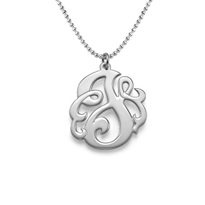 Silver Swirly Initial Necklace - Handcrafted & Custom-Made