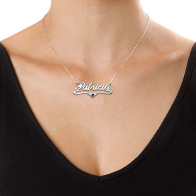 Silver and Swarovski Middle Heart Name Necklace - Handcrafted & Custom-Made
