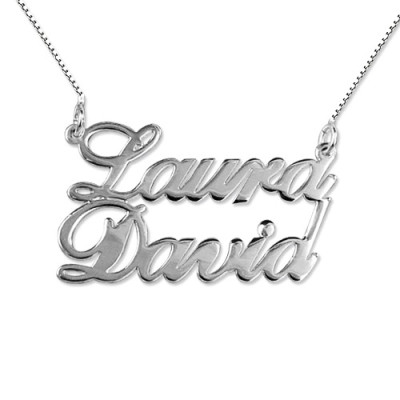 Silver Two Name Pendant Necklace - Handcrafted & Custom-Made