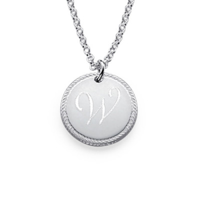 Sterling Silver Circle Initial Necklace - Handcrafted & Custom-Made