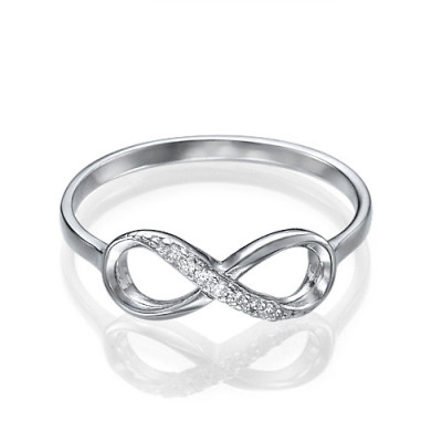 Sterling Silver Cubic Zirconia Infinity Ring - Handcrafted & Custom-Made