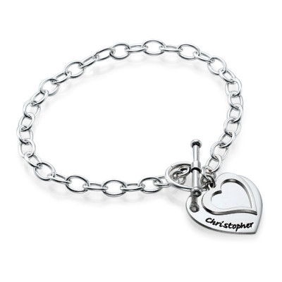 Sterling Silver Double Heart Charm Bracelet/Anklet - Handcrafted & Custom-Made