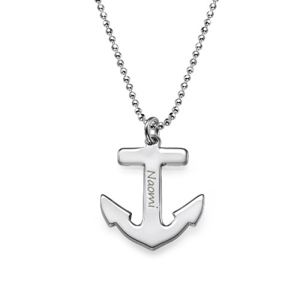 Sterling Silver Engraved Anchor Necklace - Handcrafted & Custom-Made