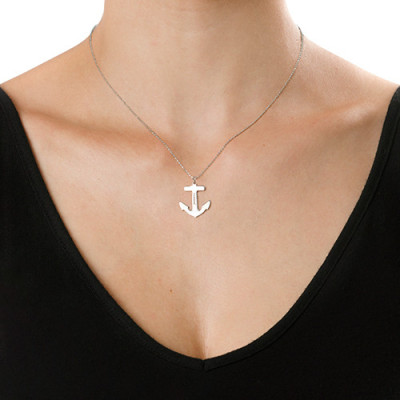 Sterling Silver Engraved Anchor Necklace - Handcrafted & Custom-Made