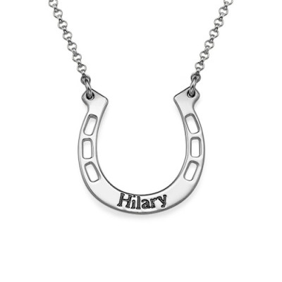 Sterling Silver Engraved Horseshoe Necklace - Handcrafted & Custom-Made