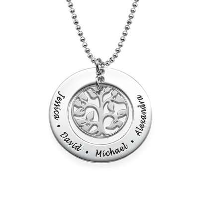 Silver Family Tree Necklace - Handcrafted & Custom-Made