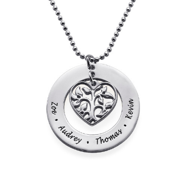 Gifts for Mum - Heart Family Tree Necklace - Handcrafted & Custom-Made