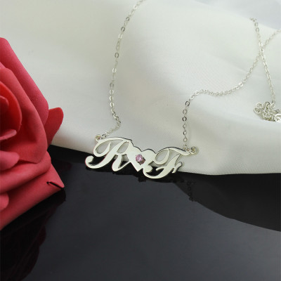Sterling Silver Double initials Necklace - Handcrafted & Custom-Made
