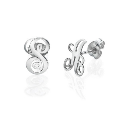 Sterling Silver Initial Stud Earrings - Handcrafted & Custom-Made
