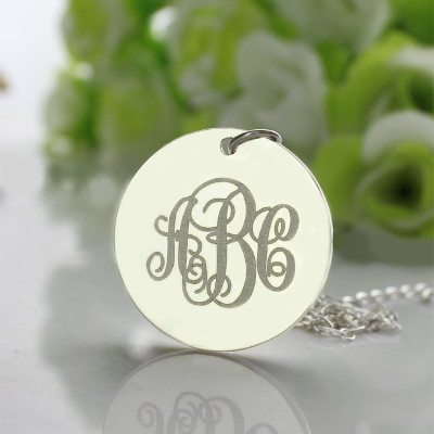 Engraved Disc Monogram Necklace Sterling Silver - Handcrafted & Custom-Made