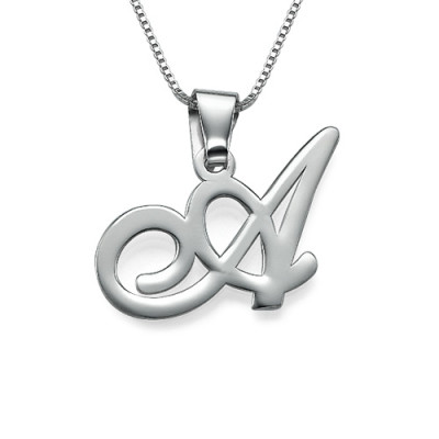 Sterling Silver Initials Pendant With Any Letter - Handcrafted & Custom-Made