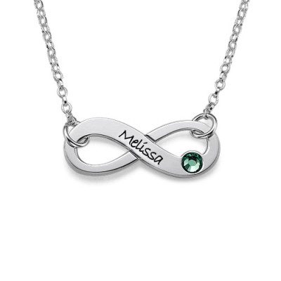 Silver Engraved Swarovski Infinity Necklace - Handcrafted & Custom-Made