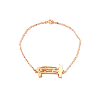 Personal Rose Gold Plated 925 Silver 3 Initials Monogram Bracelet/Anklet - Handcrafted & Custom-Made