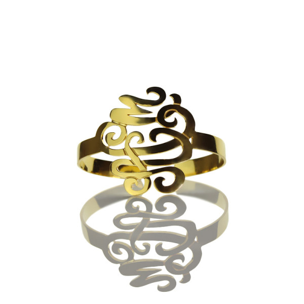 Monogram Cuff Bracelet Hand Write 18ct Gold Plated - Handcrafted & Custom-Made