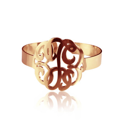 Hand Drawing Monogram Initial Bracelet 1.6 Inch 18ct Rose Gold Plated - Handcrafted & Custom-Made