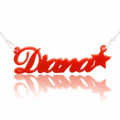 Acrylic Carrie Name Necklace with A Star - Handcrafted & Custom-Made