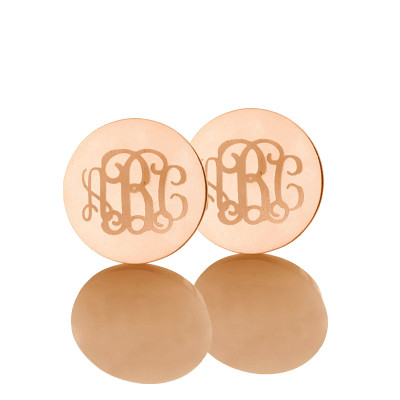 Circle Monogram 3 Initial Earrings Name Earrings Solid 18ct Rose Gold - Handcrafted & Custom-Made