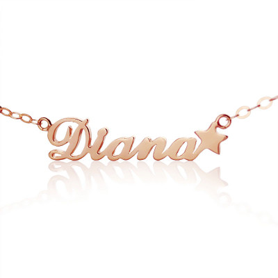 18ct Rose Gold Plated Carrie Style Name Necklace With Star - Handcrafted & Custom-Made