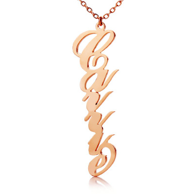 Solid Rose Gold Personalised Vertical Carrie Style Name Necklace - Handcrafted & Custom-Made