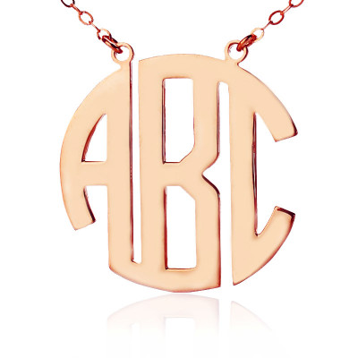 Solid Rose Gold Initial Block Monogram Pendant Necklace - Handcrafted & Custom-Made