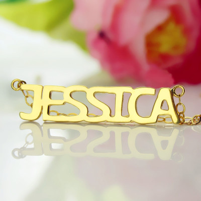 Solid Gold Plated Jessica Style Name Necklace - Handcrafted & Custom-Made