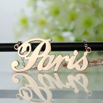 Paris Hilton Style Name Necklace 18ct Solid Rose Gold Plated - Handcrafted & Custom-Made