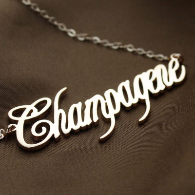 Solid Rose Gold Personalised Champagne Font Name Necklace - Handcrafted & Custom-Made