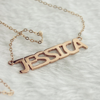 Solid Rose Gold Plated Jessica Style Name Necklace - Handcrafted & Custom-Made