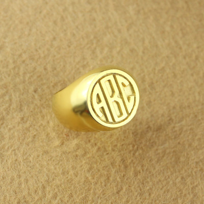 Customised Signet Ring with Block Monogram 18ct Gold Plated - Handcrafted & Custom-Made