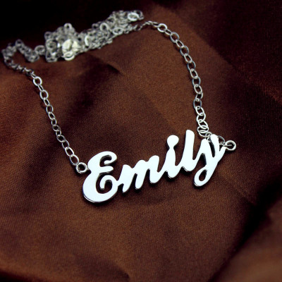 Cursive Script Name Necklace 18ct Solid White Gold - Handcrafted & Custom-Made