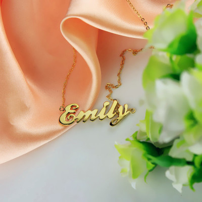 Cursive Script Name Necklace 18ct Solid Gold - Handcrafted & Custom-Made