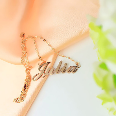Solid Rose Gold Plated Julia Style Name Necklace - Handcrafted & Custom-Made