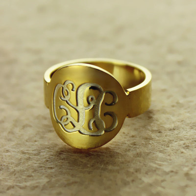 Solid Gold Engraved Monogram Itnitial Ring - Handcrafted & Custom-Made