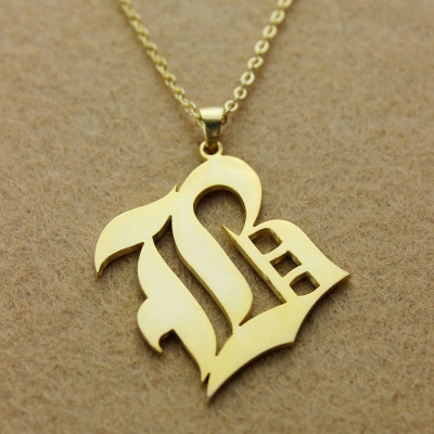 Solid 18ct Gold Plated Old English Style Single Initial Name Necklace - Handcrafted & Custom-Made