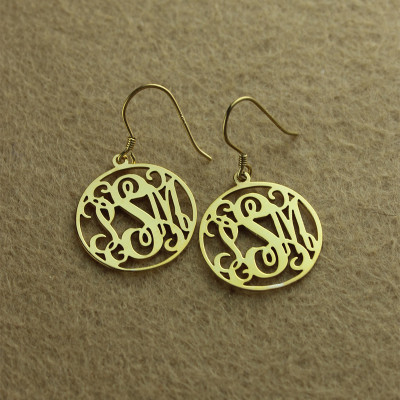 18ct Gold Plated Personalised Circle Monogram Earring - Handcrafted & Custom-Made