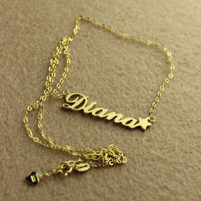 18ct Gold Plated Carrie Style Name Necklace With Star - Handcrafted & Custom-Made