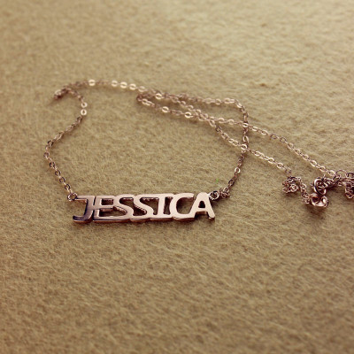 Solid Rose Gold Plated Jessica Style Name Necklace - Handcrafted & Custom-Made