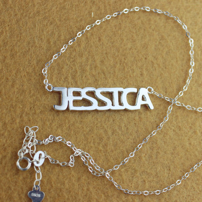 Solid White Gold Plated Jessica Style Name Necklace - Handcrafted & Custom-Made